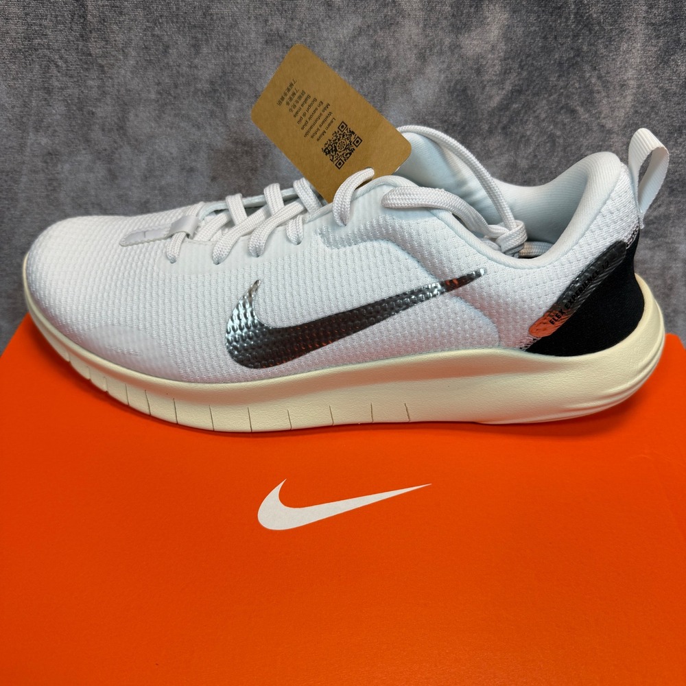 Nike Flex Experience 10.5 Womens White Metallic Silver Sail  Running Shoes